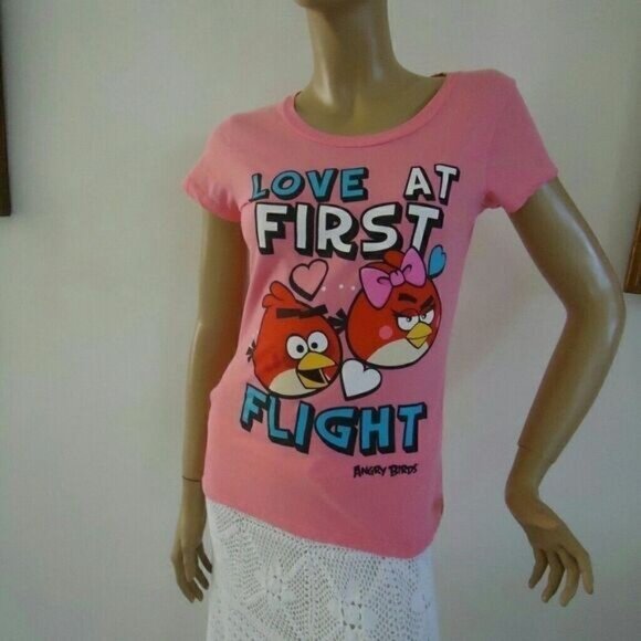 Angry Birds Love At First Flight Pink Tee Shirt Cotton Youth Size Medium - Picture 5 of 5